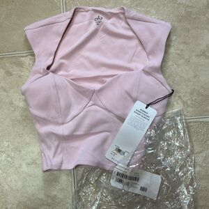 Pink Alo Ribbed Sweetheart Short Sleeve